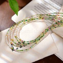 Женские бусины из ограненного круглого натурального зеленого турмалина и стеклянного жемчуга диаметром 2 мм&nbsp;YX9478