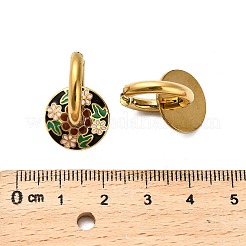 Серьги-кольца из нержавеющей стали 304 с эмалью EJEW-Q040-01B-G