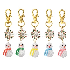 Рождественские украшения в виде снеговика из стеклянных бусин HJEW-MZ00398