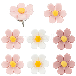 30個 3色の花の樹脂製画鋲  プラチナトーン鉄ピンと  ミックスカラー  16.5mm  10個/カラー&nbsp;AJEW-BM0001-03A