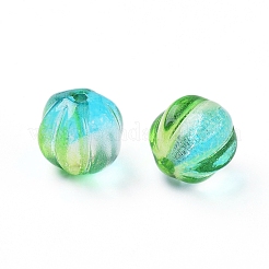 チェコガラスビーズ  電気メッキ/染め/透明  カボチャ  ミックスカラー  7.5x8mm  穴：1mm  約237~243個/袋&nbsp;GLAA-G070-09A