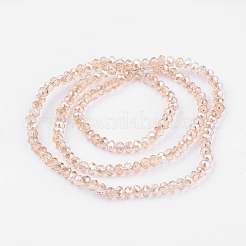 多面カットロンデル電気メッキガラスビーズ連売り  淡いチソウ  4x3mm  穴：1mm  約123~127個/連  16.5~16.9インチ（42~43cm）&nbsp;X-EGLA-D020-4x3mm-71