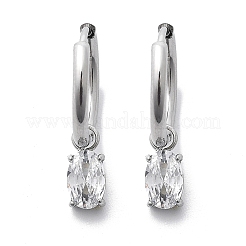 Серьги-кольца из нержавеющей стали 304 с микропаве из кубического циркония&nbsp;STAS-R004-07P-02