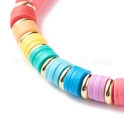 Braccialetto elastico fatto a mano con perline heishi in argilla polimerica&nbsp;BJEW-JB07393