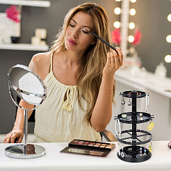 3-ярусная вращающаяся круглая акриловая башня для ювелирных изделий с подносом EDIS-WH0015-13A