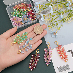 10 шт. 5-х цветные стеклянные подвесные украшения в виде цветка трубы HJEW-CA0001-45