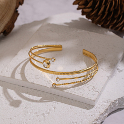 Браслет-манжета для женщин из нержавеющей стали 304 с многослойным покрытием из кубического циркония&nbsp;UB1438