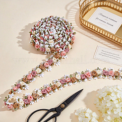 ポリエステル花刺繍リボン  レースのトリム  プラスチック付き  カーテンデコレーション用  洋服アクセサリー  カラフル  1-3/8インチ（34mm）&nbsp;OCOR-WH0082-601