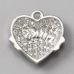 合金ラインストーンペンダント  エナメル  看護師の文字が入ったハートチャーム  クリスタル  20x20x4mm  穴：2mm&nbsp;ALRI-WH0008-19C