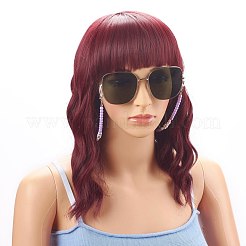 子供のための眼鏡チェーン  眼鏡用ネックストラップ  アクリルビーズで  合金カニカンとラバーループエンド  単語の愛  プラチナ  ミックスカラー  19.88インチ（50.5cm）&nbsp;AJEW-EH00341