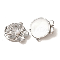 Colgantes de acero inoxidable 304 con rhinestone de cristal y perlas de imitación de plástico ABS.&nbsp;RB-CBAB7FA-01P