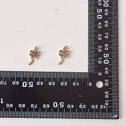 20個ラックメッキ真鍮マイクロパヴェキュービックジルコニアペンダント  18KGP本金メッキ  長持ちメッキ  ココヤシの木  カラフル  15.5x9x2mm  穴：2mm&nbsp;KK-SZ0001-87