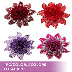 4 шт. 4 цвета 3D цветочный узор полиэстеровая ткань компьютерная вышивка ткань пришивание аппликаций PATC-NB0001-15B