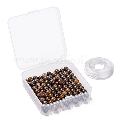 100шт 8мм натуральный красный тигр железные круглые бусины DIY-LS0002-20