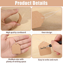 500 шт. пустые ценники из крафт-бумаги со шнуром CDIS-WH0027-17