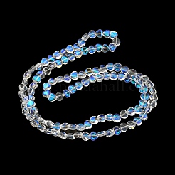 Ab カラーメッキ電気メッキ透明ガラスビーズ連売り  ハート  クリアAB  5.5x6x4mm  穴：0.9mm  約110個/連  23.23インチ（59cm）&nbsp;EGLA-G037-09A-AB02