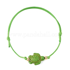 4 braccialetto da donna regolabile con perline di tartaruga marina sintetica turchese tinta oceano&nbsp;BJEW-JB14243-01