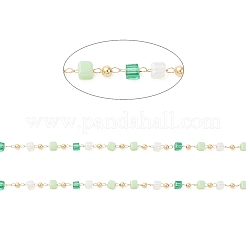 Граненый куб и круглые цепочки из бисера CHC-G018-03KCG-01