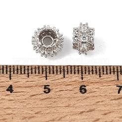 925 perlina distanziatrice in argento sterling con pavé di zirconi cubici trasparenti&nbsp;SE-CBAF1B2-04P