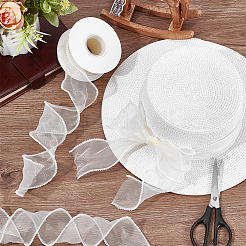 5 ярд ленты из органзы с пластиковой жемчужиной по краю&nbsp;OCOR-WH0101-185F