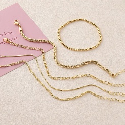 5 шт. Набор из 5 латунных цепочных браслетов и эластичных браслетов для женщин&nbsp;BJEW-D357-03G