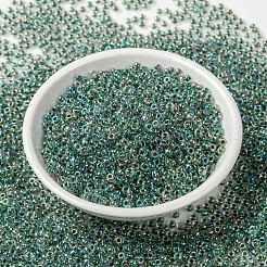 MIYUKIラウンドロカイユビーズ  日本製シードビーズ  8/0  （rr277)ライム裏打ちクリスタルab  8/0  3mm  穴：1mm  約19000~20500個/ポンド&nbsp;SEED-G008-RR0277