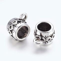 合金チューブベイル  ループベイル  保釈ビーズ  カドミウムフリー＆鉛フリー  バレル  アンティークシルバー  約15長いメートル  11 mm幅  厚さ10mm  穴：2.5mm  内径：5mm  アンティーク黄金&nbsp;EAAA097Y