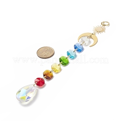 Ab цветное стекло сердце каплевидная круглая подвесная подвеска в виде ловца солнца украшение HJEW-JM00902