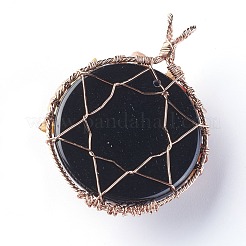 Большие подвески из натурального обсидиана и сердолика&nbsp;G-G771-B02