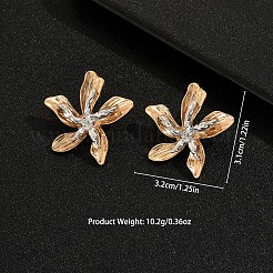 Pendientes de botón de aleación bicolor para mujer&nbsp;WG3DB3F-01