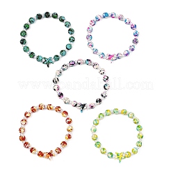 Pulseras elásticas de turquesa sintética teñida y perlas de imitación de plástico ABS para mujer&nbsp;BJEW-JB13642
