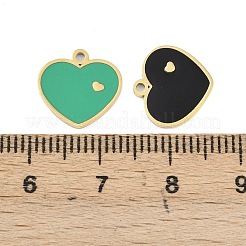 304ステンレスペンダント  ハートチャーム  エナメル  ゴールドカラー  ミックスカラー  11.5x12x1mm  穴：1.2mm&nbsp;STAS-C159-03D-G