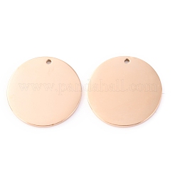 304ステンレスペンダント  レーザー切断  空白タグのスタンプ  フラットラウンド  ローズゴールド  18x1.1mm  穴：1.2mm&nbsp;STAS-O142-65RG