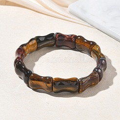 Braccialetti elastici in bambù con perline naturali occhio di tigre per uomo e donna&nbsp;BJEW-K304-01I