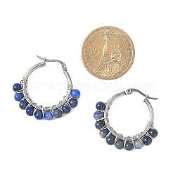 Круглые серьги-кольца из смешанных камней EJEW-JE06695