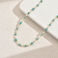 Простые ожерелья из синтетической бирюзы и натуральных ракушек в форме ронделей для женщин BW4338