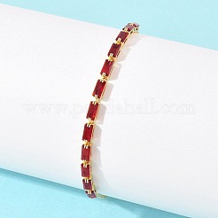 Rechteckige Messingarmbänder mit Mikropavé-Fassung aus Zirkonia und Schiebeverschluss&nbsp;KK-A305-02G-05