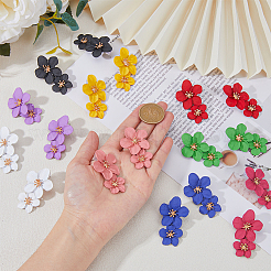 9 пара двухцветных сережек-гвоздиков с цветочным мотивом из сплава для женщин EJEW-FI0001-72