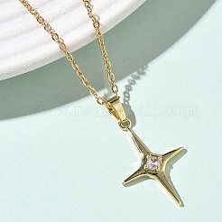 Подвеска в форме звезды из латуни с прозрачными кубическими цирконами NJEW-D341-07G