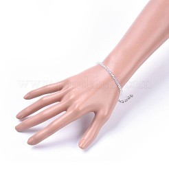 多面カットガラスビーズのブレスレット  304ステンレススチール製金具付き  ミックスカラー  7-1/4インチ（18.3cm）  3mm&nbsp;BJEW-JB04593