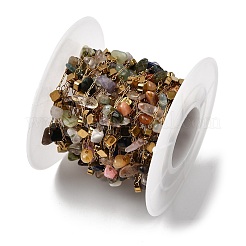 Цепочки ручной работы из нержавеющей стали 304 с бусинами из драгоценных камней.&nbsp;CHS-K020-18G