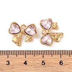 合金クリスタルラインストーンペンダント  蝶のチャーム  ピンク  13.5x16.5x4mm  穴：1.6mm&nbsp;ALRI-M021-02E