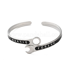 Браслеты-манжеты из нержавеющей стали 304 с эмалью в форме гаечного ключа для женщин&nbsp;BJEW-M316-06P