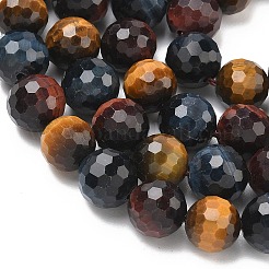 Трехцветные нити бусин из натурального тигрового глаза&nbsp;G-L642-F08-10mm