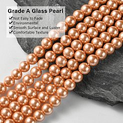 Круглые бусины из экологически чистого окрашенного стекла с жемчугом&nbsp;HY-A002-8mm-RB057