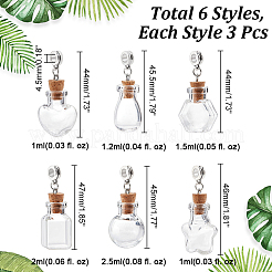 18 шт. 6 стиля стеклянная бутылка желаний европейские подвески-шармы&nbsp;PALLOY-GA0001-12