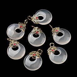 Подвески в виде пончиков из натурального белого агата G-R489-10G