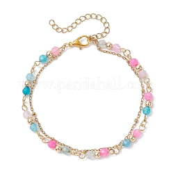 Многорядные браслеты из круглых бусин натурального агата BJEW-JB12468-01