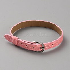 Pulsera de cordón de cuero pu en blanco con cierres de aleación&nbsp;X1-AJEW-TAC0041-01B-01