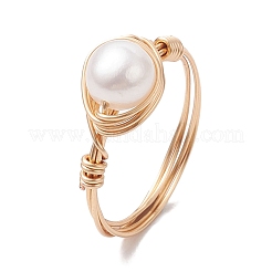 Кольца на палец самородки из натурального культивированного пресноводного жемчуга RJEW-JR00697-01